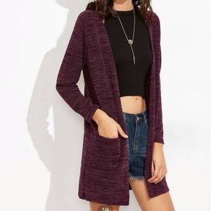 Deep Purple Open Front Sweater